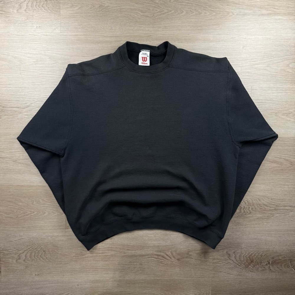 Vintage 90s Wilson Athletic Blank Heavyweight Black Crewneck Sweatshirt XXL